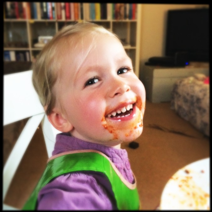 winter eating spaghetti bolognese