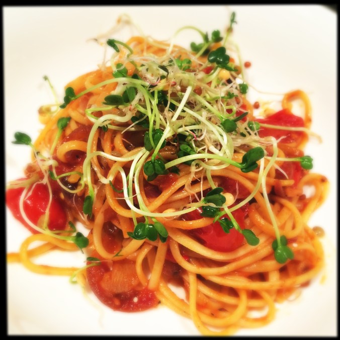 pasta with sprouted seeds