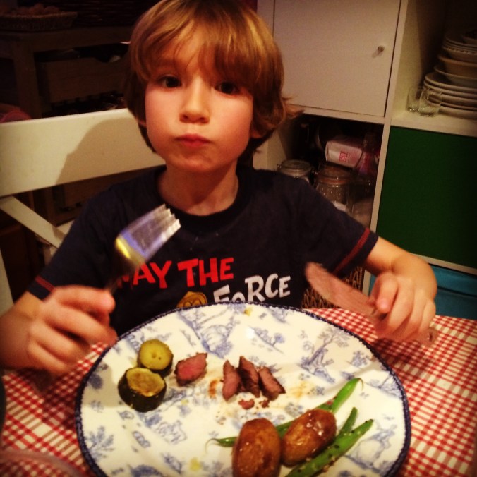 Felix eating Kangaroo